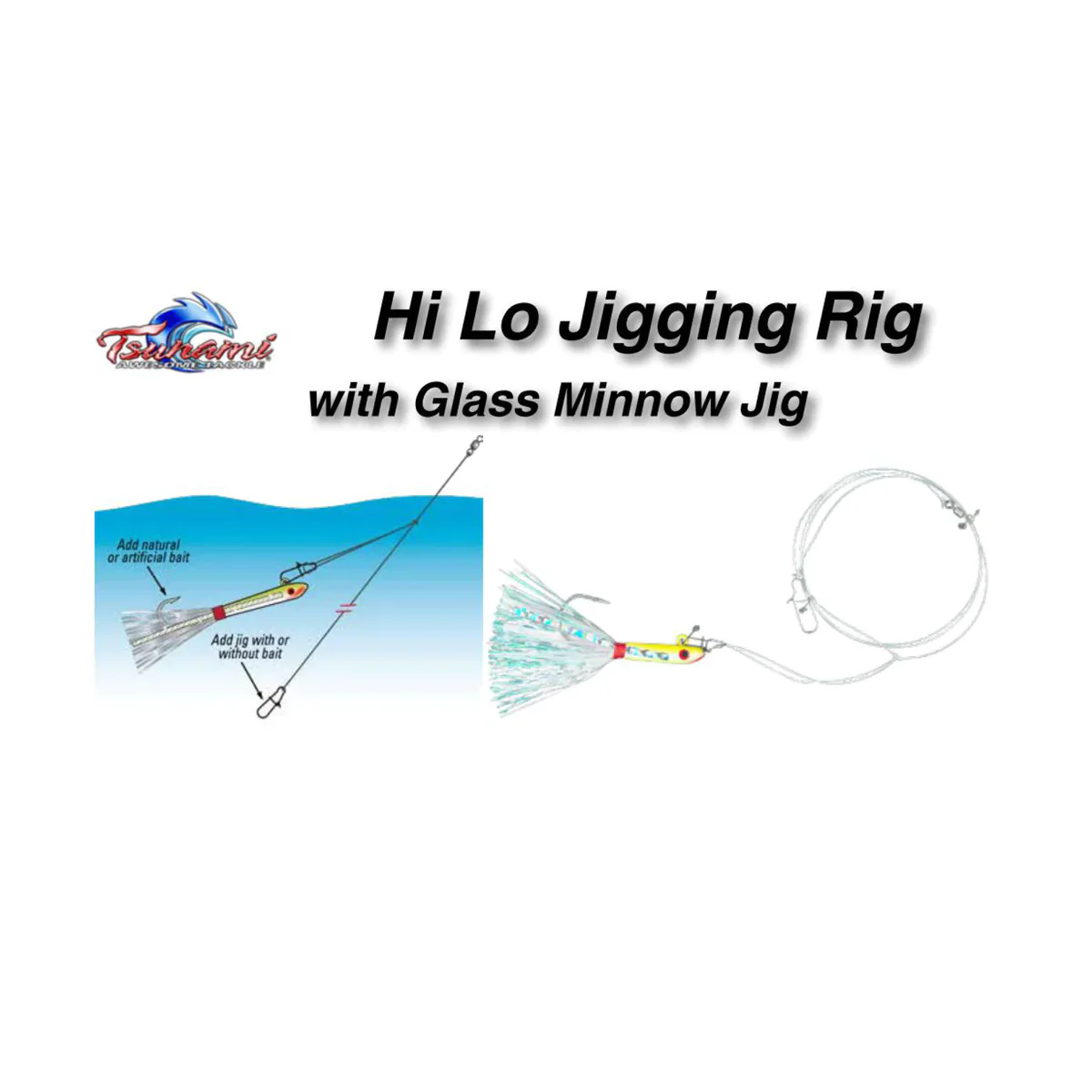 Tsunami TGMR1 Hi-Low Glass Minnow Jigging Rig - Image 4